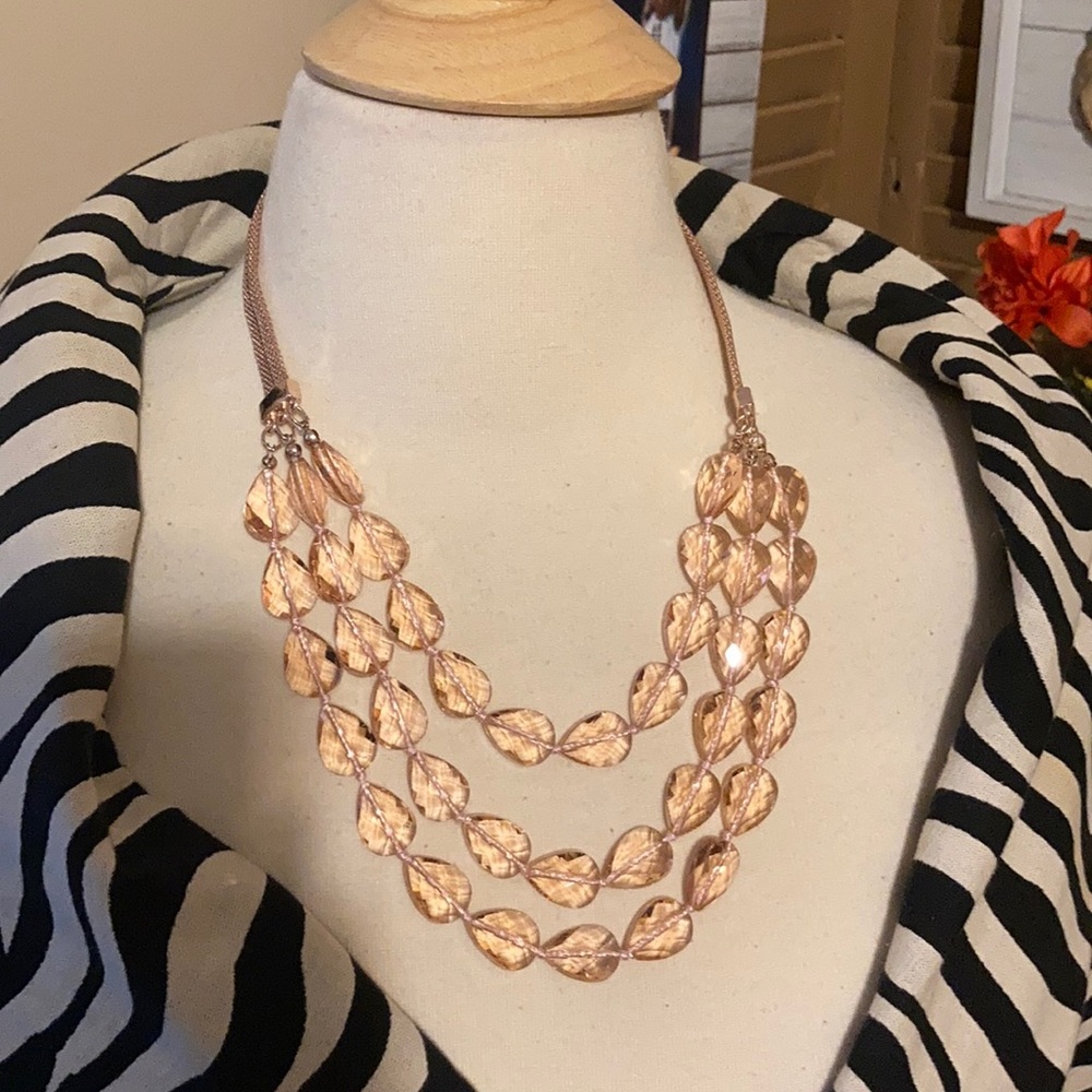 Baublebar Rose-gold Pink Glass Teardrops Necklace